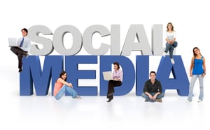Social media isolated over a white background - 3D text